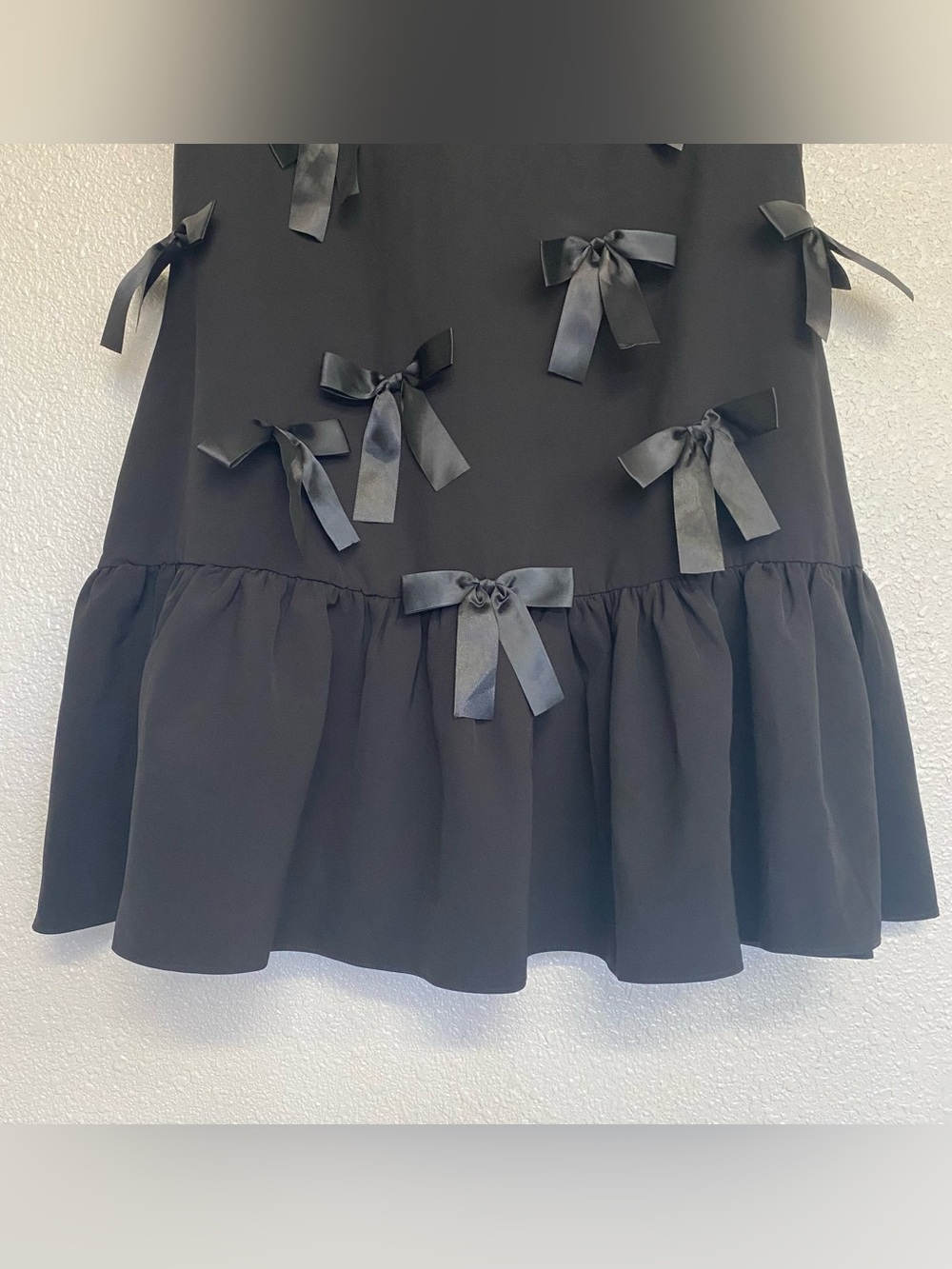 Mabel New Size Large Black Francesca Satin Bow Embellished Sleeveless Mini Dress - Picture 9 of 14
